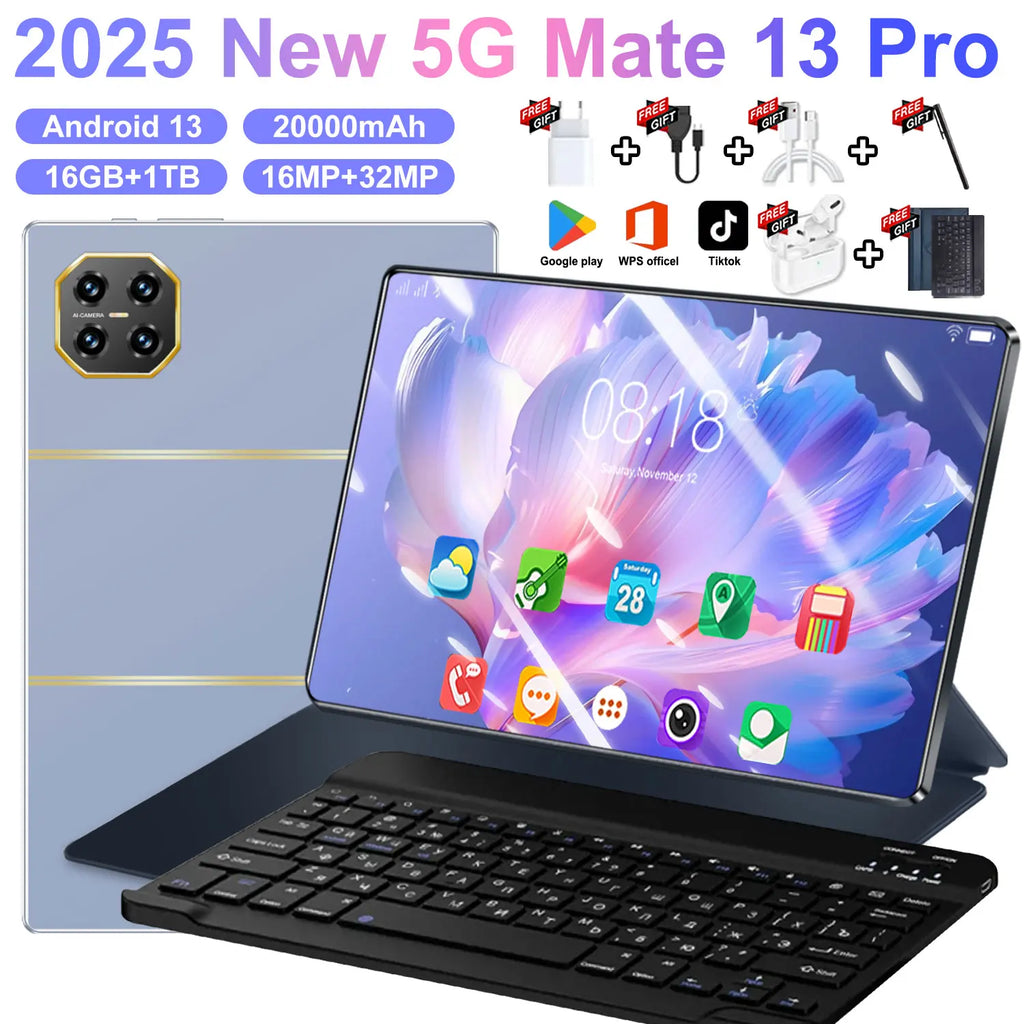 2025 Global New 10.36 inch tablet Android 13 mate13 Pro 16GB 1TB Snapdragon 8 Gen2 4KHD 5G WIFI Bluetooth WPS 20000mAh tablets