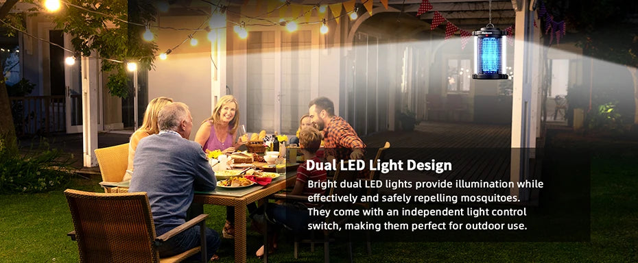 Minimoon Bug Zapper Outdoor Mosquito Zapper with Dual LED Light 4200V Fly Zapper 15W Electric Fly Traps Outdoor IPX4 Insect Trap